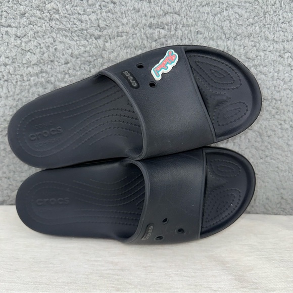 Crocs Shoes Mens 6 Womens 8 Black Iconic Comfort Slip On Slide Sandals - Picture 4 of 9